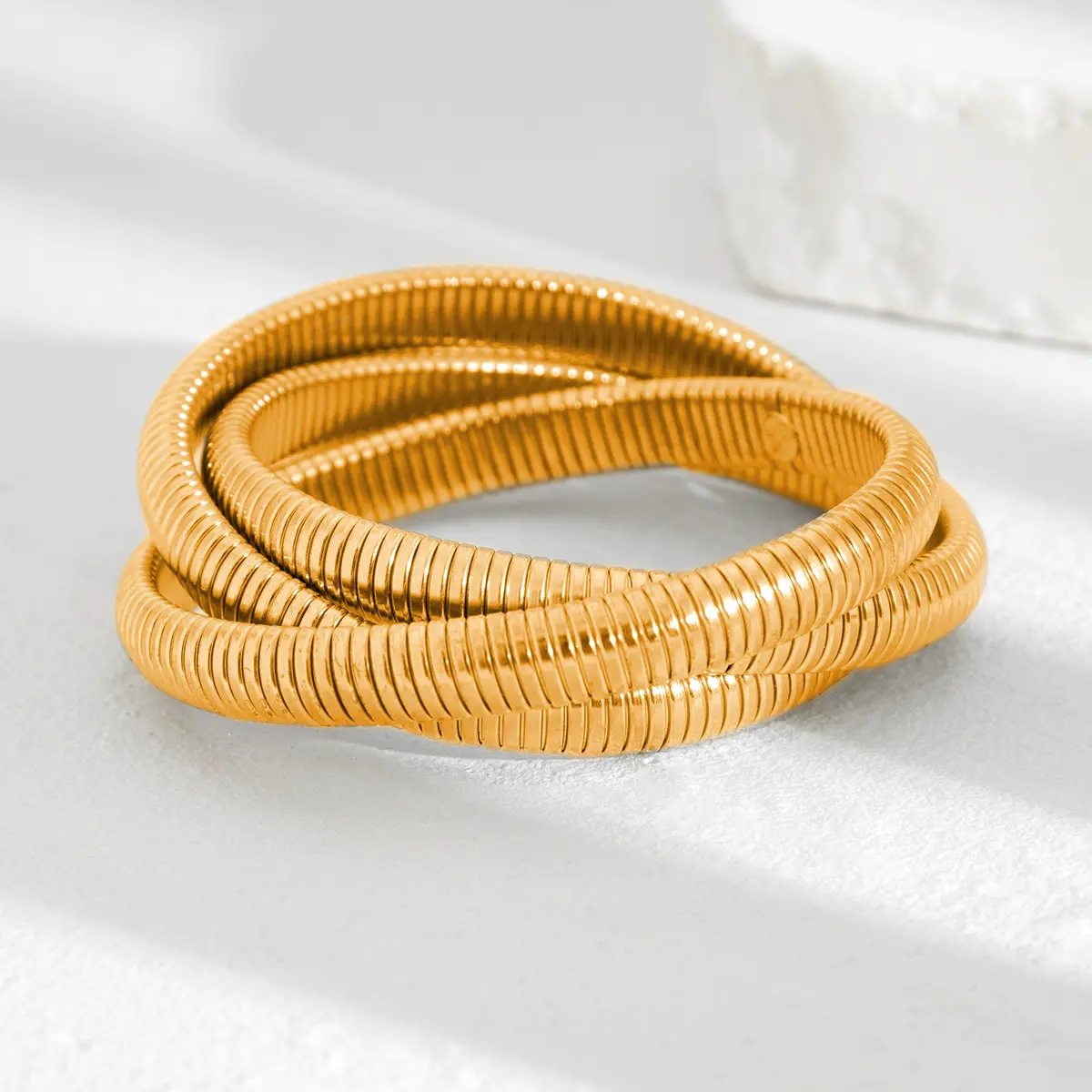 Ingemark Exaggerated Big Imitation Pearl Open Cuff Bangles for Women Hip Hop Geometric Wide Spring Bracelets Men Jewelry Gift