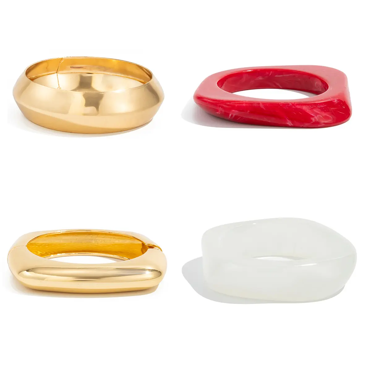 Ingemark 4 Styles Hip Hop Resin Acrylic Bangles for Women 2025 New Fashion Geometric Irregular Spring Bracelets Jewelry Gift
