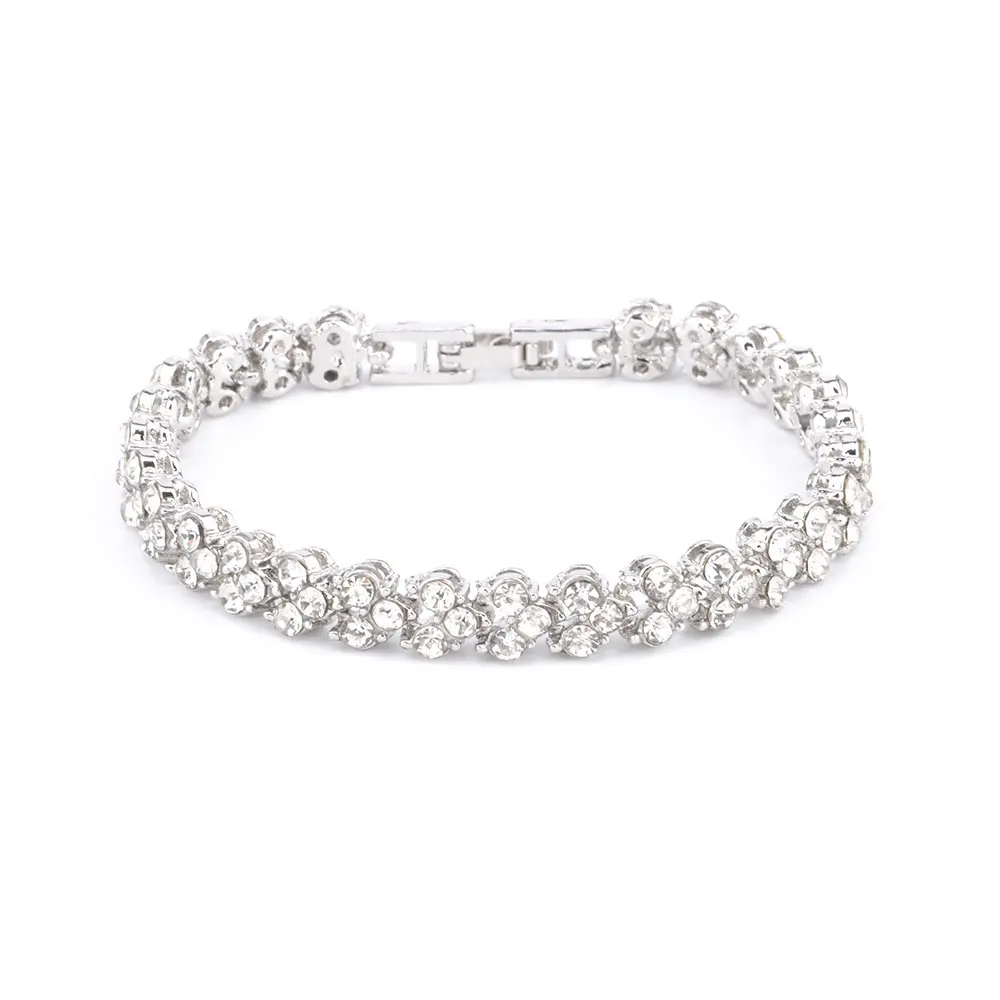 Luxury Roman Crystal Geometric Chain Bracelets for Women Trendy 2024 Goth Full Rhinestone Charm Bangles Wed Jewelry Accessories