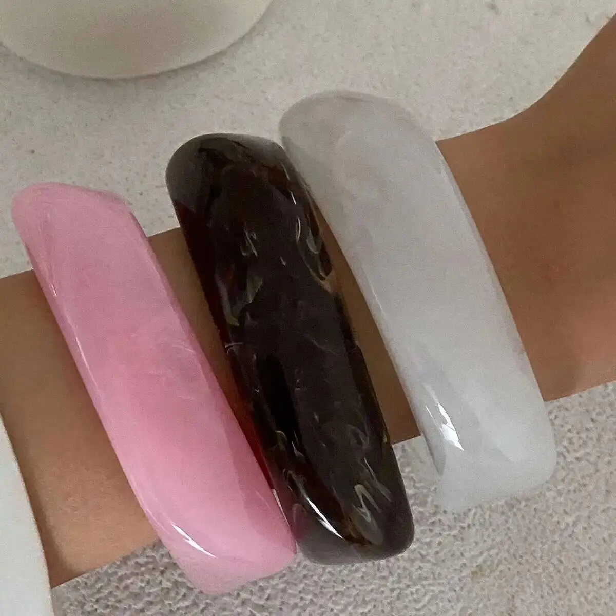 Ingemark Y2K Boho Irregular Resin Plastic Bangles for Women New Trend 2025 Goth Geometric Wide Bracelet Daily Party Hand Jewelry