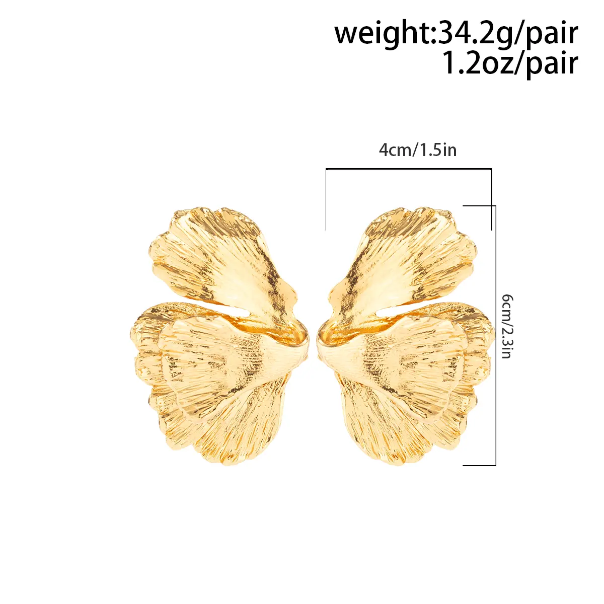 Goth Geometric Metal Petal Flower Stud Earrings for Women Fashion Statement Trendy Gold Color Piercing Earrings Y2K Accessories