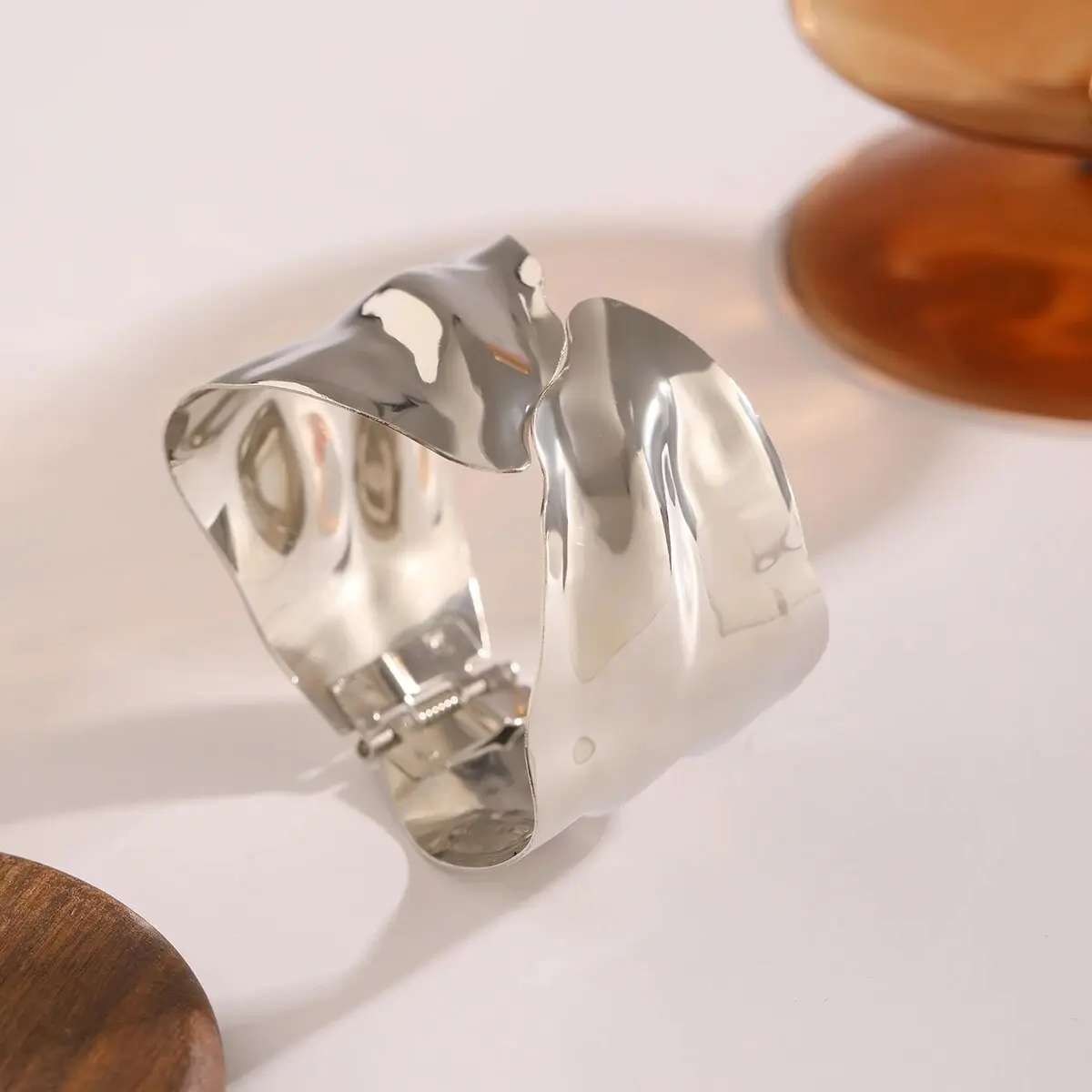 Punk Heavy Metal Irregular Open Bangle for Women Gold Color Wide Big Cuff Bracelet Trendy Jewelry On The Hand Wedding Party Gift