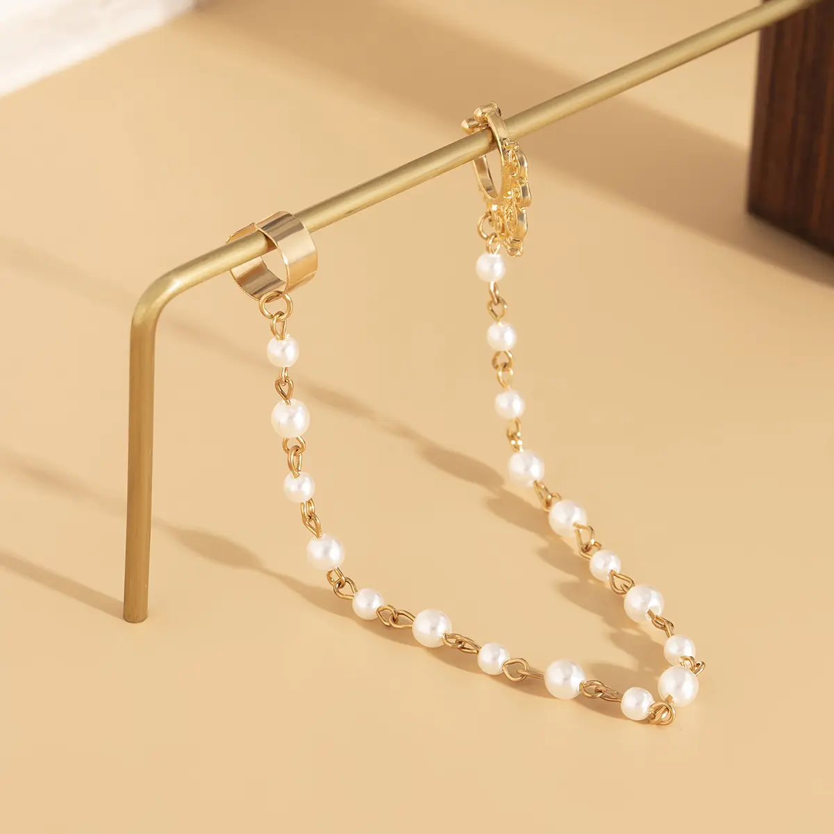 Fashion Imitation Pearl Nose Clip Ring With Earring for Women No Nostril Piercing Body Chain Jewelry Party Dancer Accessories