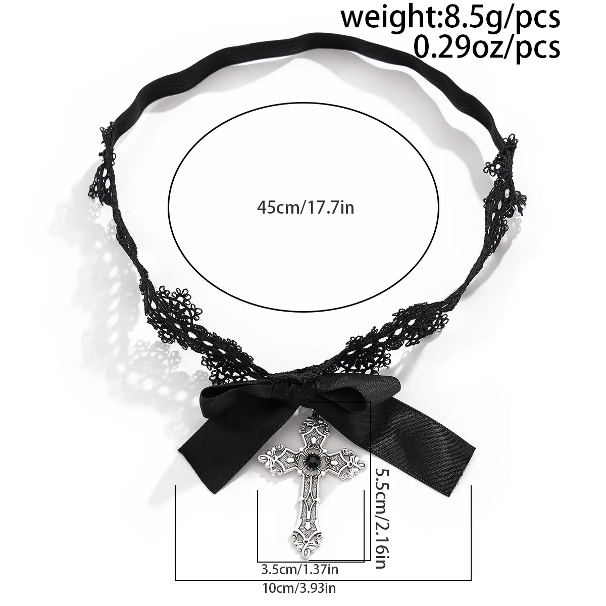 Ingemark Gothic Black Lace Bandage Leg Thigh Chains for Women Vintage Cross Love Heart Star Pendant Body Jewelry Halloween Gift