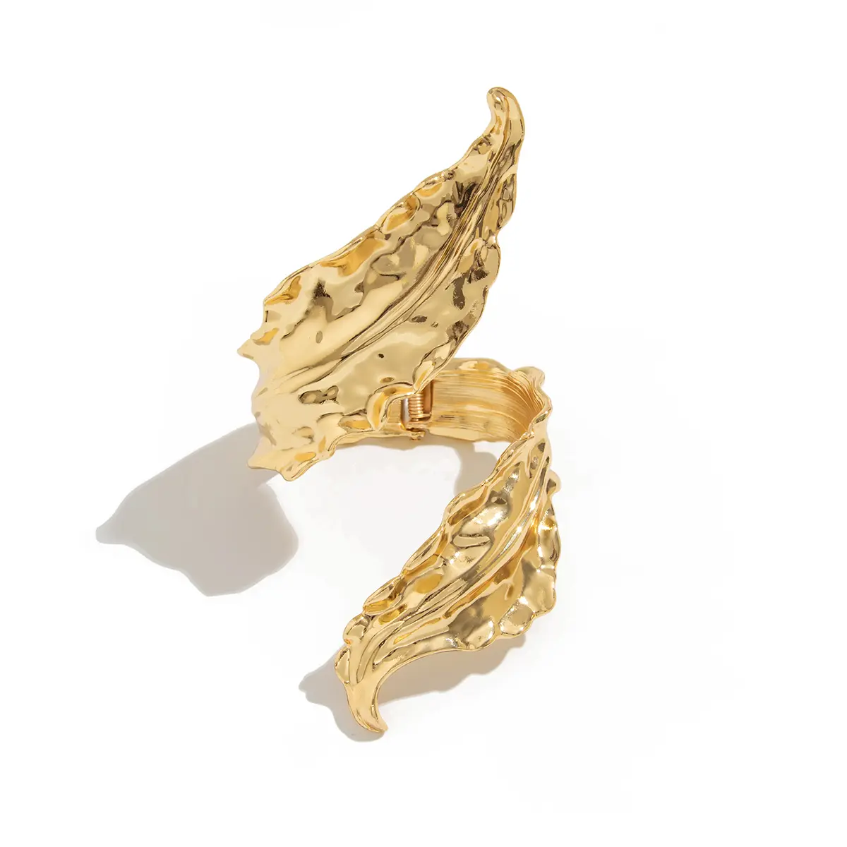 Ingemark Luxury Gold Color Metal Leaves Cuff Bangles for WomenExaggerated Punk Geometric Wrap Bangle Party Grunge Men Jewelry