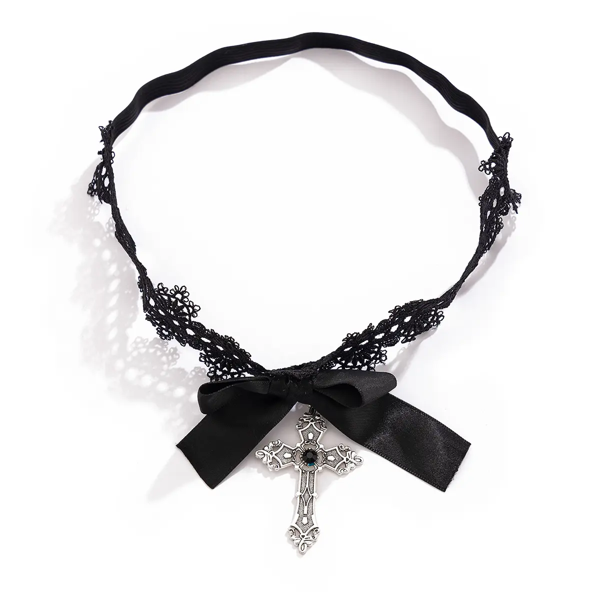 Ingemark Gothic Black Lace Bandage Leg Thigh Chains for Women Vintage Cross Love Heart Star Pendant Body Jewelry Halloween Gift