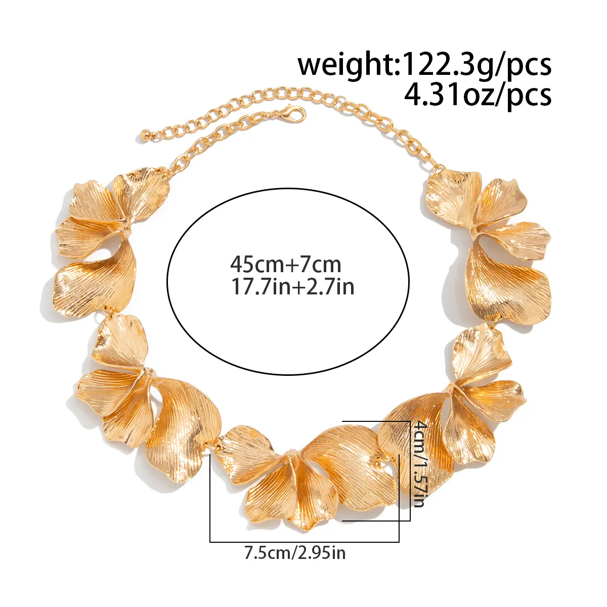 Ingemark Punk Irregular Petals Flower Chain Necklace for Women 2025 New Fashion Gold Color Metal Choker Steampunk Jewelry Gift