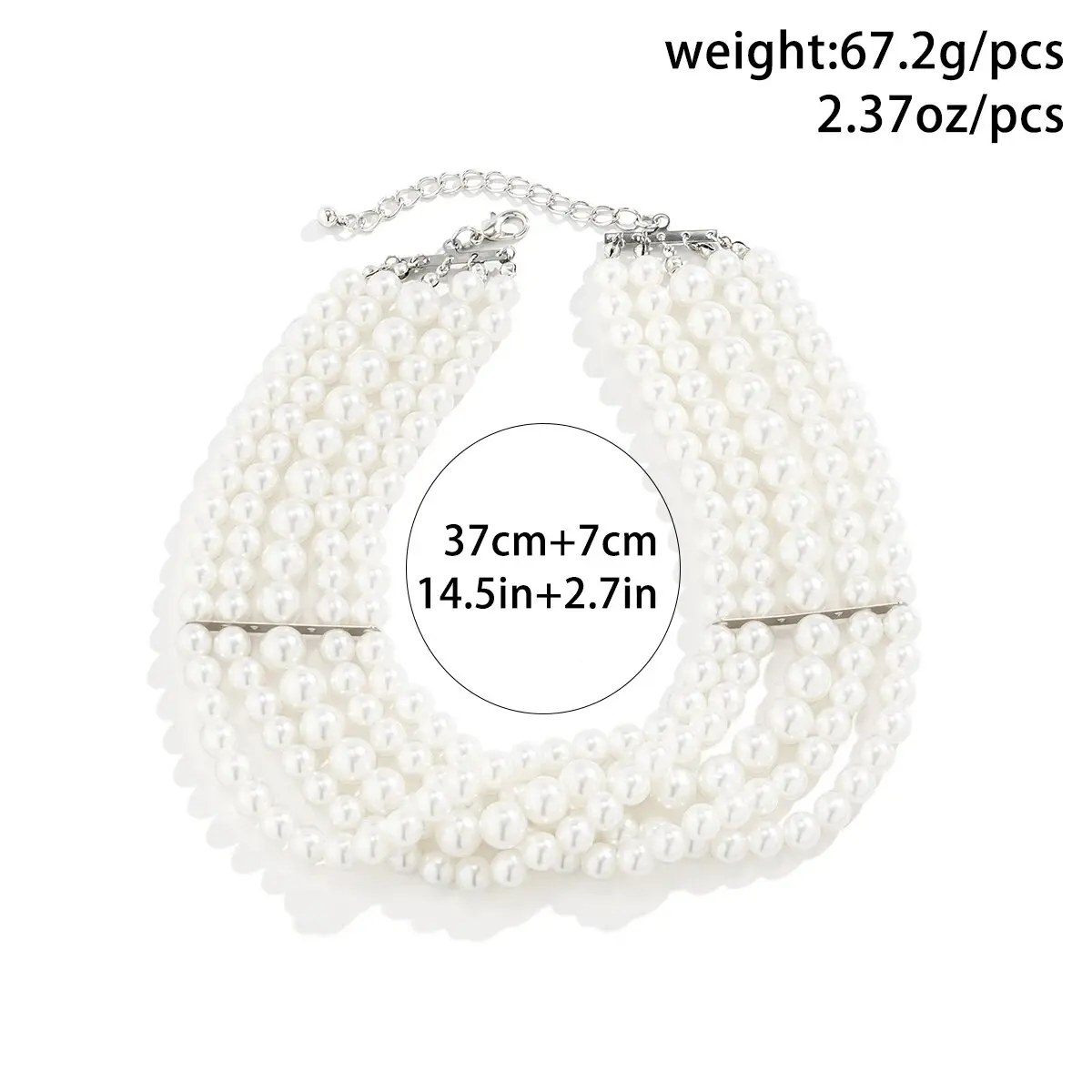 Vintage Imitation Pearl Multi-Layer Necklace Oval Beasds Choker Elegant Collar for Women's Chain Jewelry Accessories Party Gift