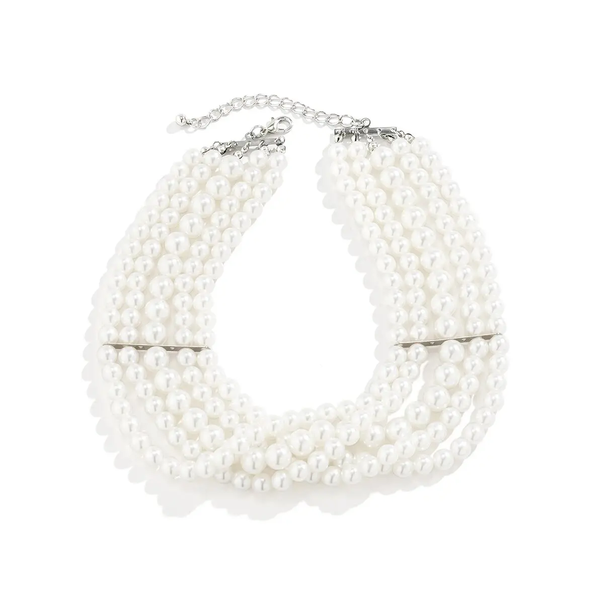 Vintage Imitation Pearl Multi-Layer Necklace Oval Beasds Choker Elegant Collar for Women's Chain Jewelry Accessories Party Gift