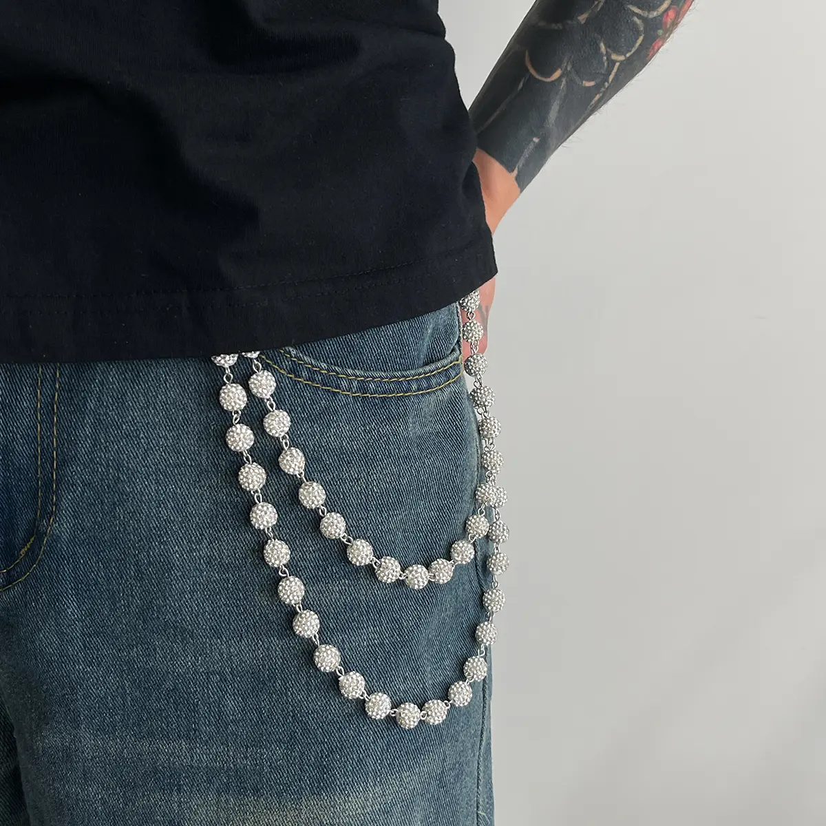 Ingemark Harajuku Street Rhinestone Keychain Wallet Belt Chain for Men Hip Hop Trousers Hipster Pant Jeans Chain Rock Jewelry