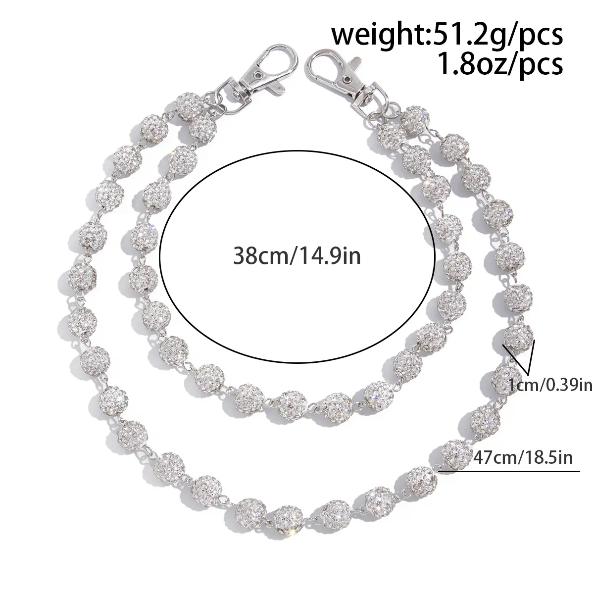 Ingemark Harajuku Street Rhinestone Keychain Wallet Belt Chain for Men Hip Hop Trousers Hipster Pant Jeans Chain Rock Jewelry