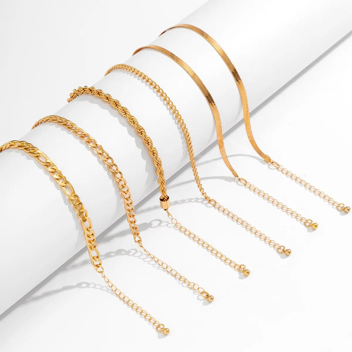 6Pcs/Set Boho Twisted Flat Snake Chain Anklet for Women Summer Beach Vintage Barefoot Ankle Bracelet On Leg Jewelry Accessories