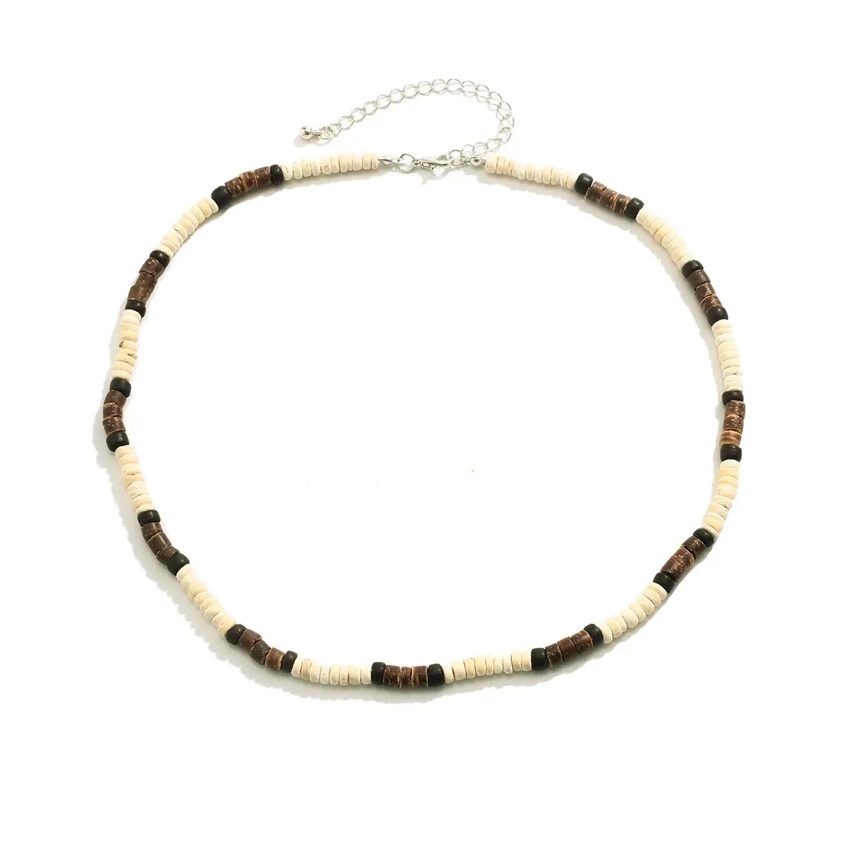Fashion Men Summer Beach Wooden Bead Surfer Necklace Simple Geometric Tribal Ethnic Handmade Chain Steampunk Male Jewelry Gift