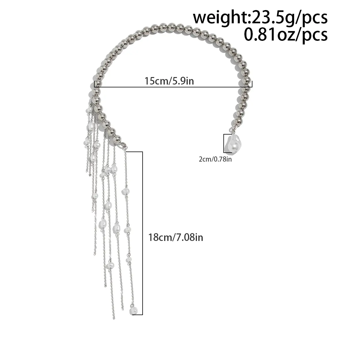 Ingemark Sexy Goth  Imitation Pearl Tassels Open Torques Choker Necklace Women Unique Trendy CCB Beads Collarbone Chain Jewelry