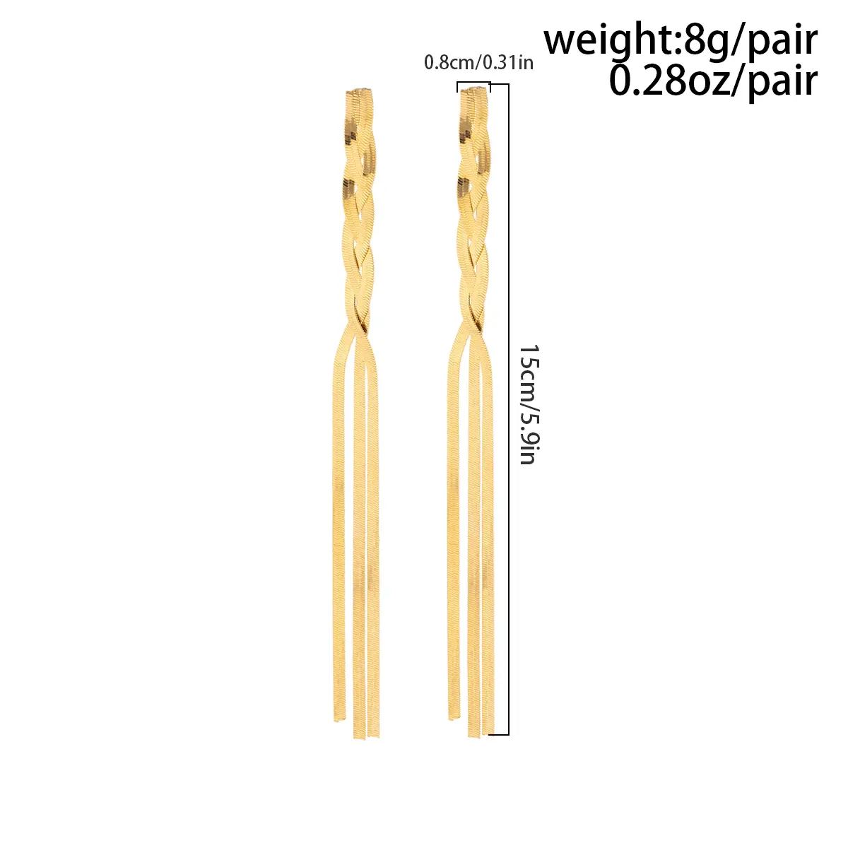 Kpop Gold Color Long Snake Chain Drop Earring for Women Wedding Vintage Dangle Earring Trendy Accessories Party Jewelry Gift