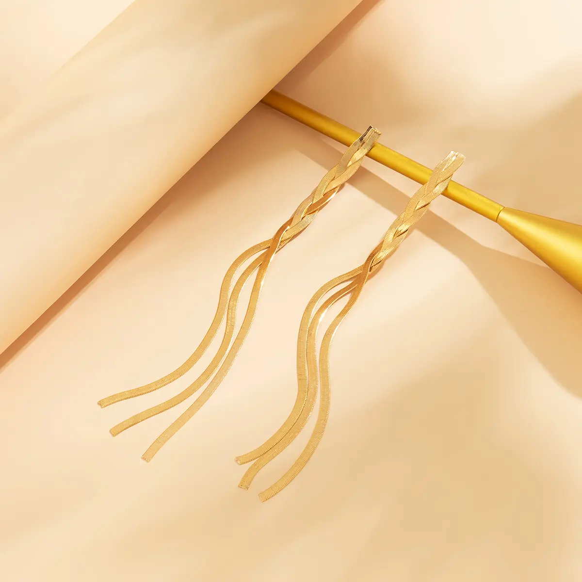 Kpop Gold Color Long Snake Chain Drop Earring for Women Wedding Vintage Dangle Earring Trendy Accessories Party Jewelry Gift