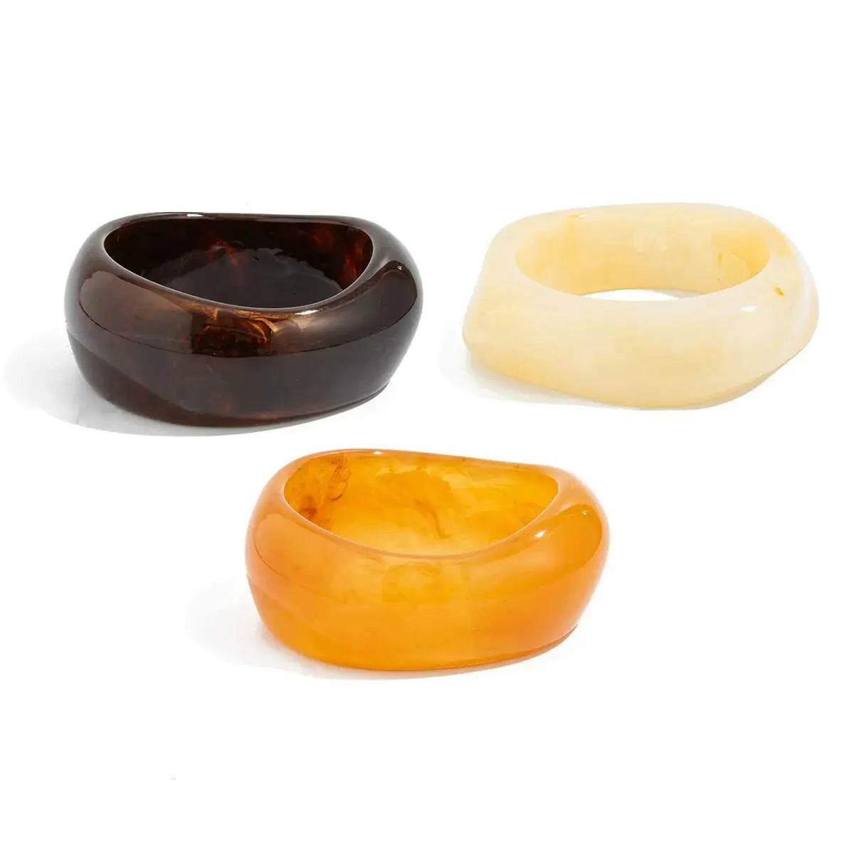 Ingemark 3Pcs/Set Boho Irregular Resin Plastic Bangles for Women New Trend Vintage Glossy Geometric Bracelets Y2K Jewelry Gift