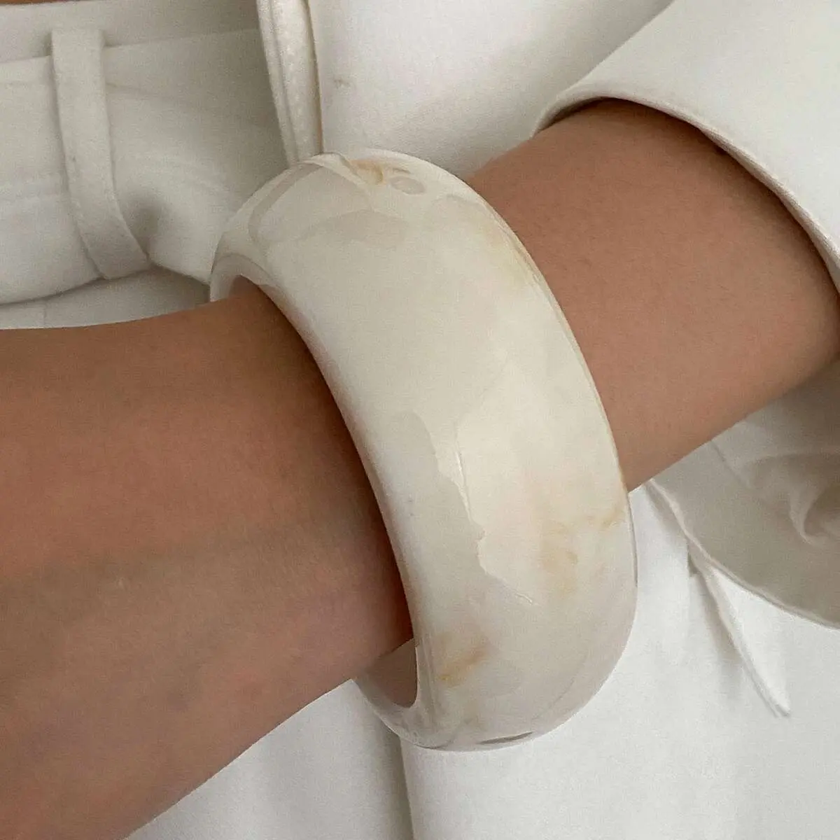 Ingemark 3 Styles Exaggerated Resin Acrylic Thick Wide Bangles for Women Vintage Irregular Spring Bracelets Steampunk Jewelry