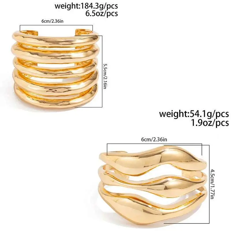Ingemark 2 Styles Trendy Simple Chunky Thick Bangles for Women Vintage Smooth Curved Alloy Bracelet Summer Charm Jewelry Gift