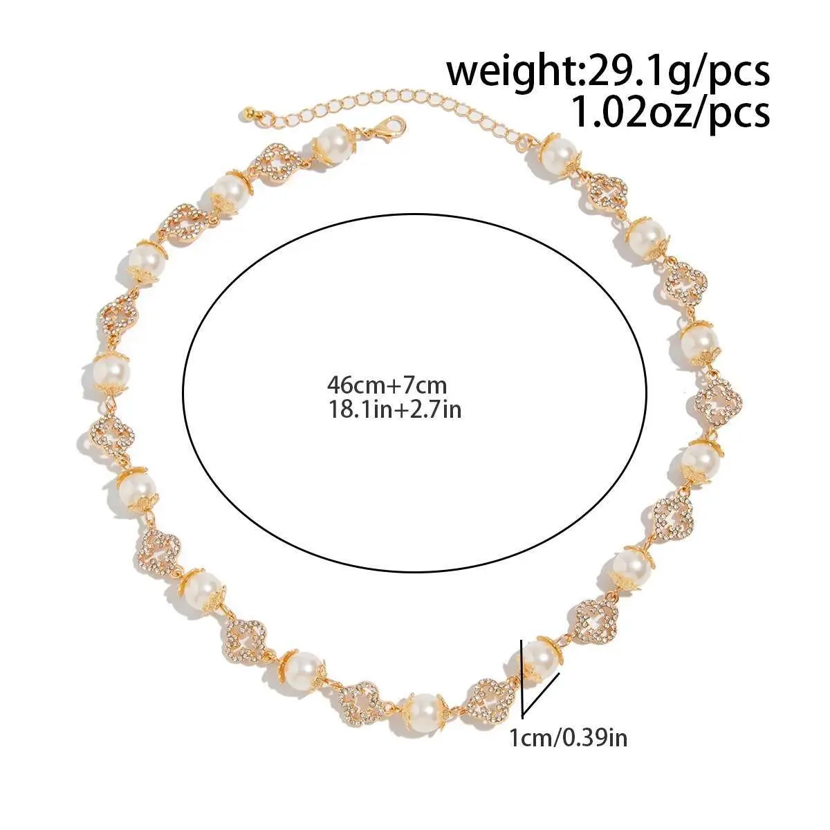 Ingemark Goth Imitation Pearl Rhinestone Choker Necklace for Men Collar Vintage Adjustable Clavicle Chain Daily Party Jewelry
