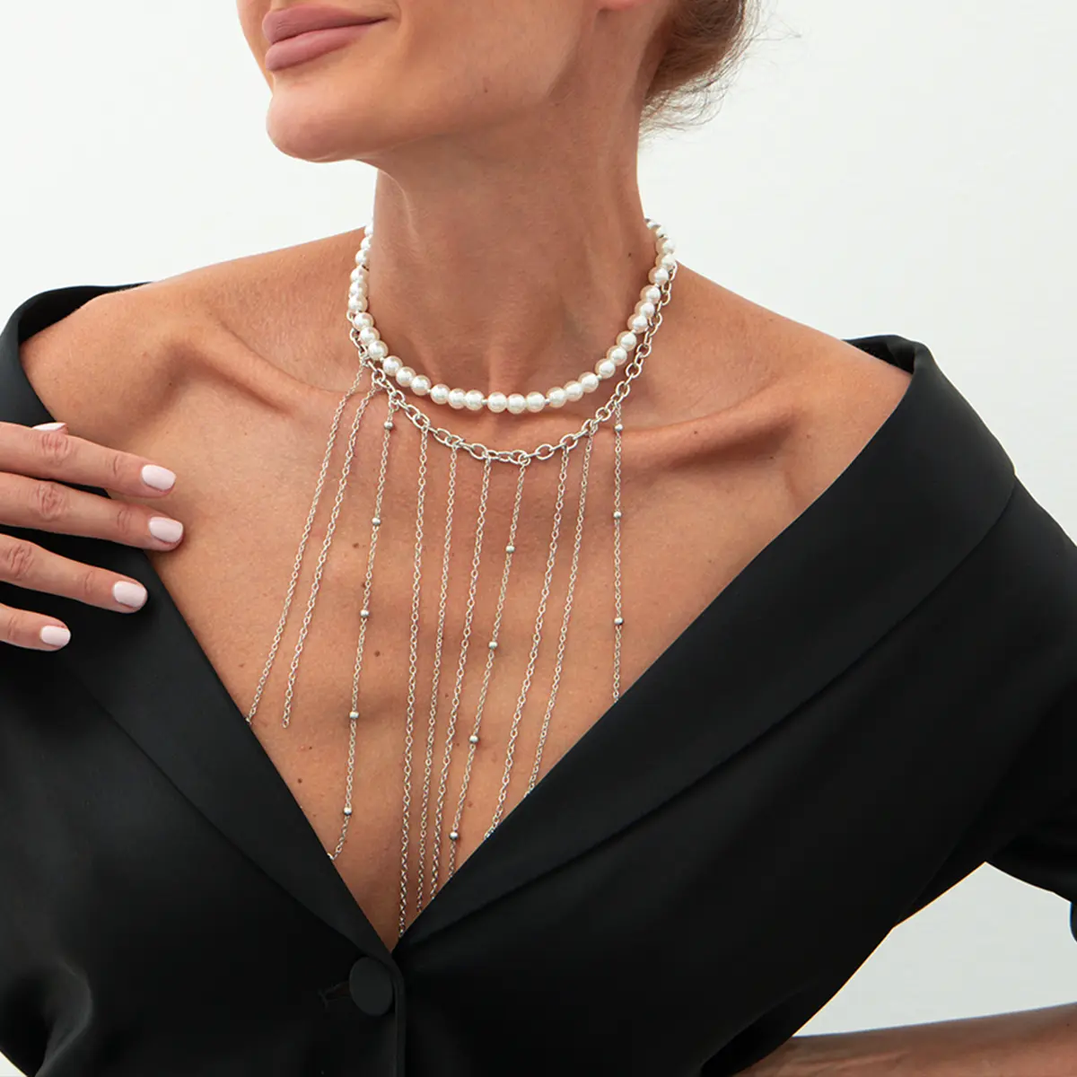 IngemarK Trendy Imitation Pearls Choker Necklace For Women Unique Creative Long Tassel Chain Pendant Necklace Jewelry Gift 2025