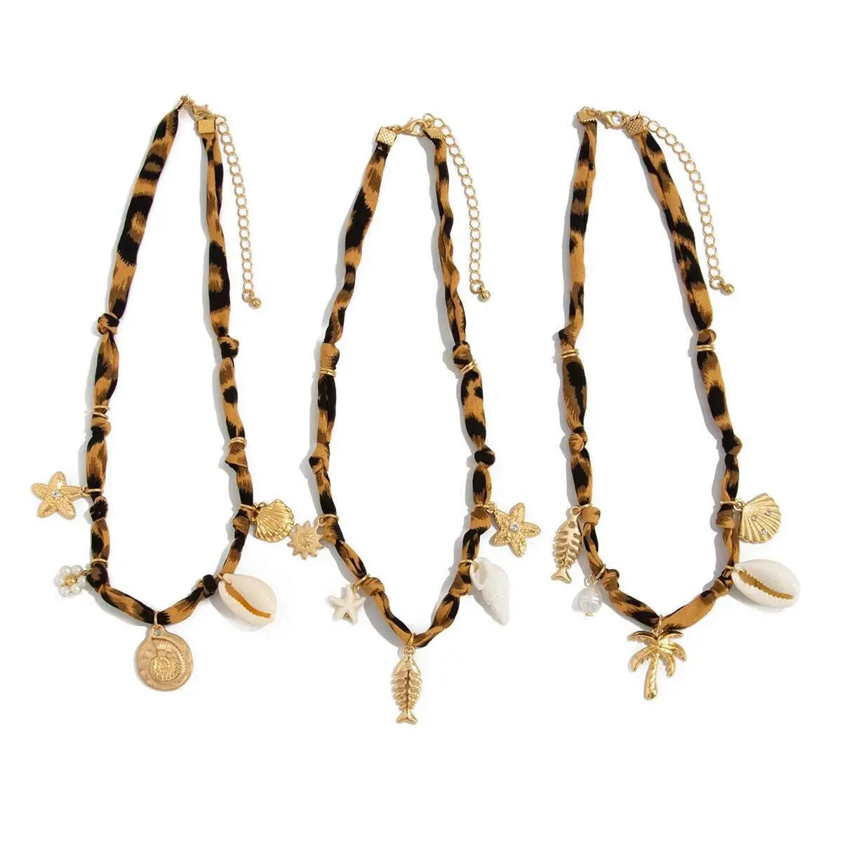 Ingemark 3Pcs/Set Creative Vintage Starfish Conch Fish Imitation Pearl Pendant Necklace Women 2025 Summer Beach Party Jewelry