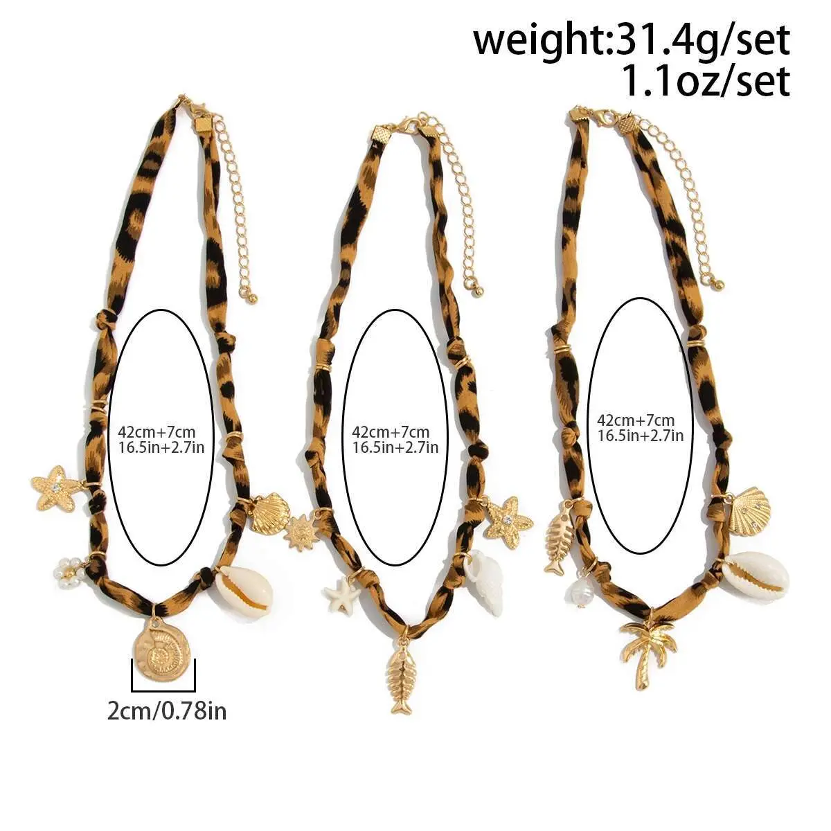 Ingemark 3Pcs/Set Creative Vintage Starfish Conch Fish Imitation Pearl Pendant Necklace Women 2025 Summer Beach Party Jewelry