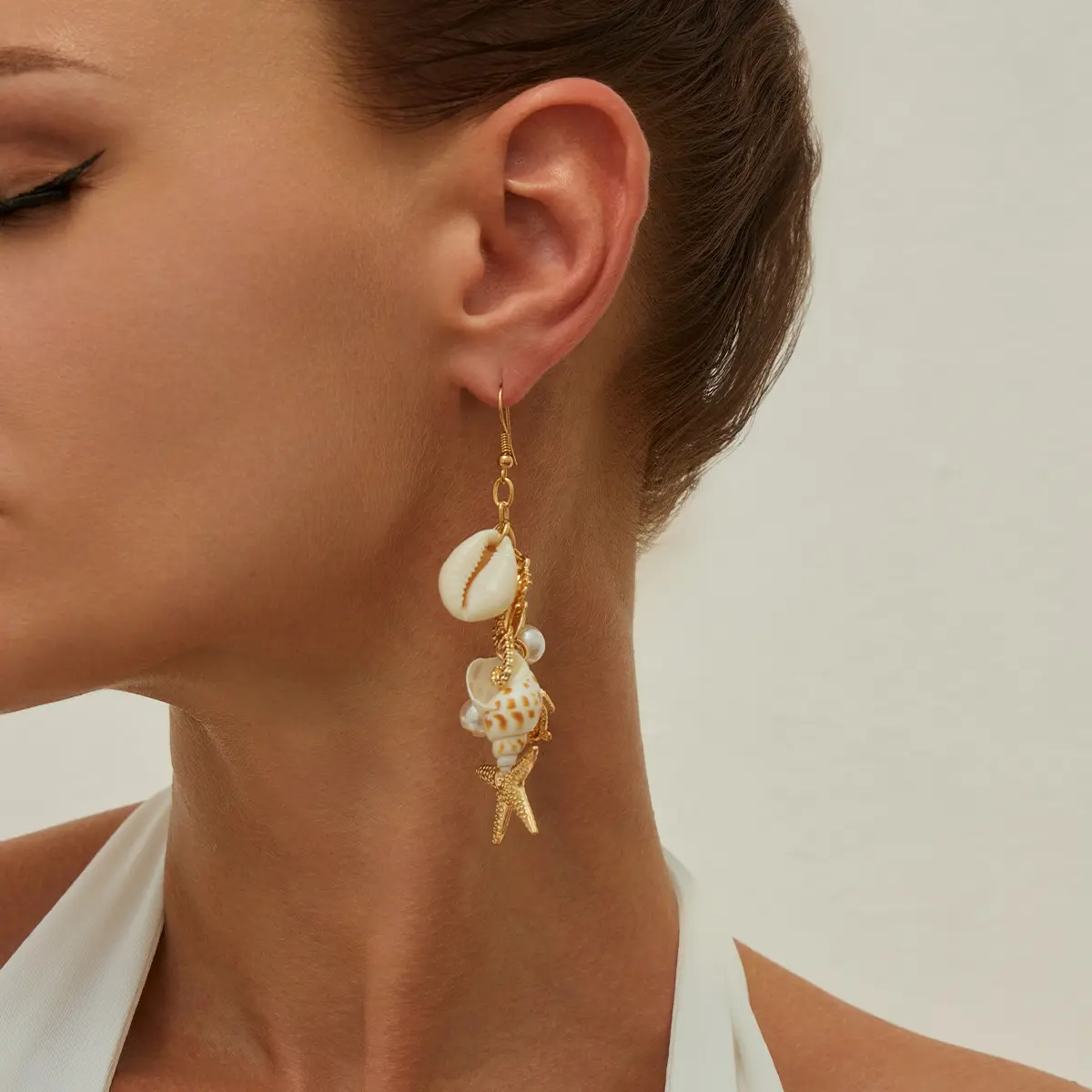 Ingemark Y2K Boho Starfish Scallop Long Tassels Drop Earrings for Women Summer Beach Piercing Hanging Earrings Wedding Jewelry