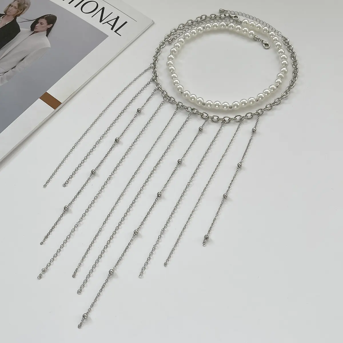 IngemarK Trendy Imitation Pearls Choker Necklace For Women Unique Creative Long Tassel Chain Pendant Necklace Jewelry Gift 2025