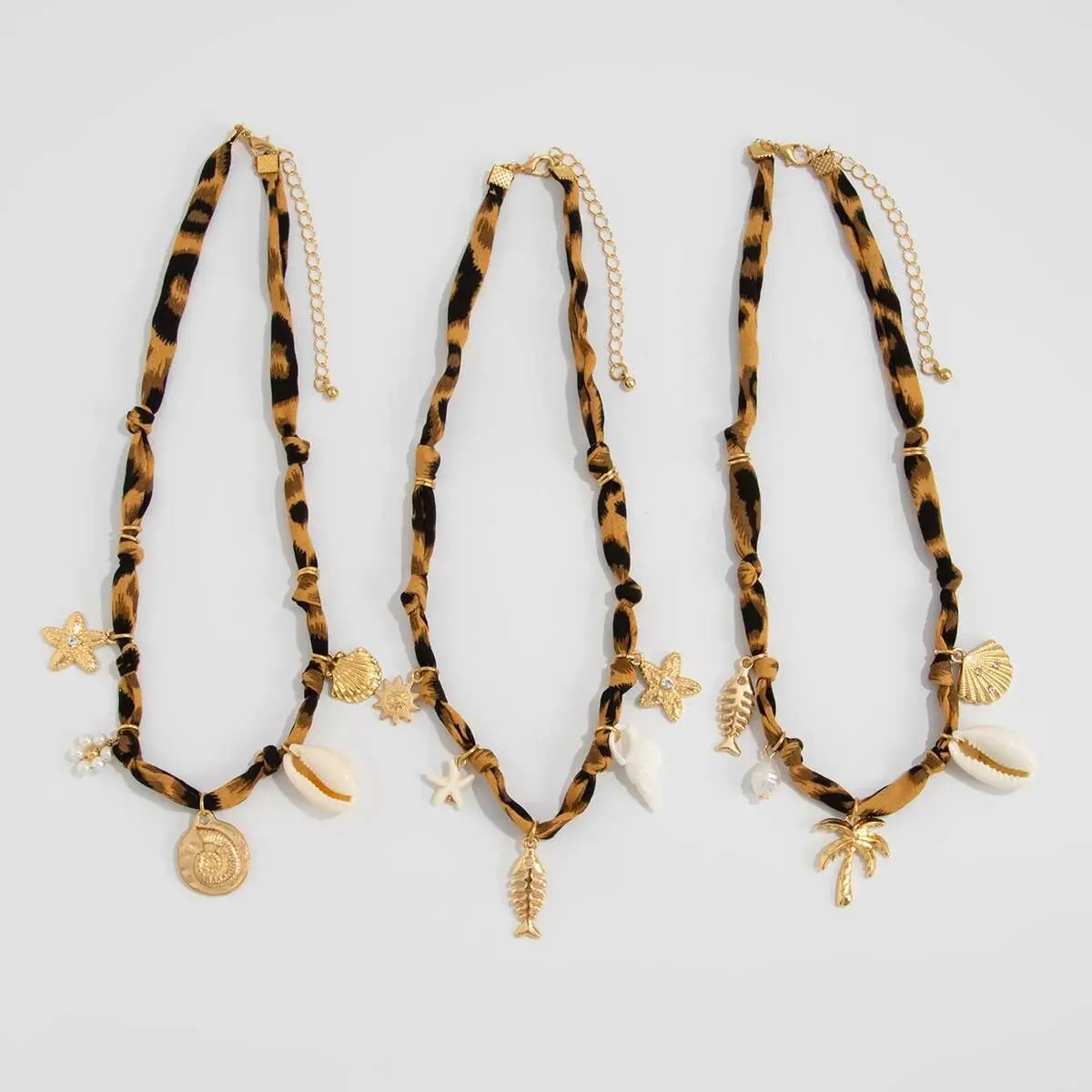 Ingemark 3Pcs/Set Creative Vintage Starfish Conch Fish Imitation Pearl Pendant Necklace Women 2025 Summer Beach Party Jewelry