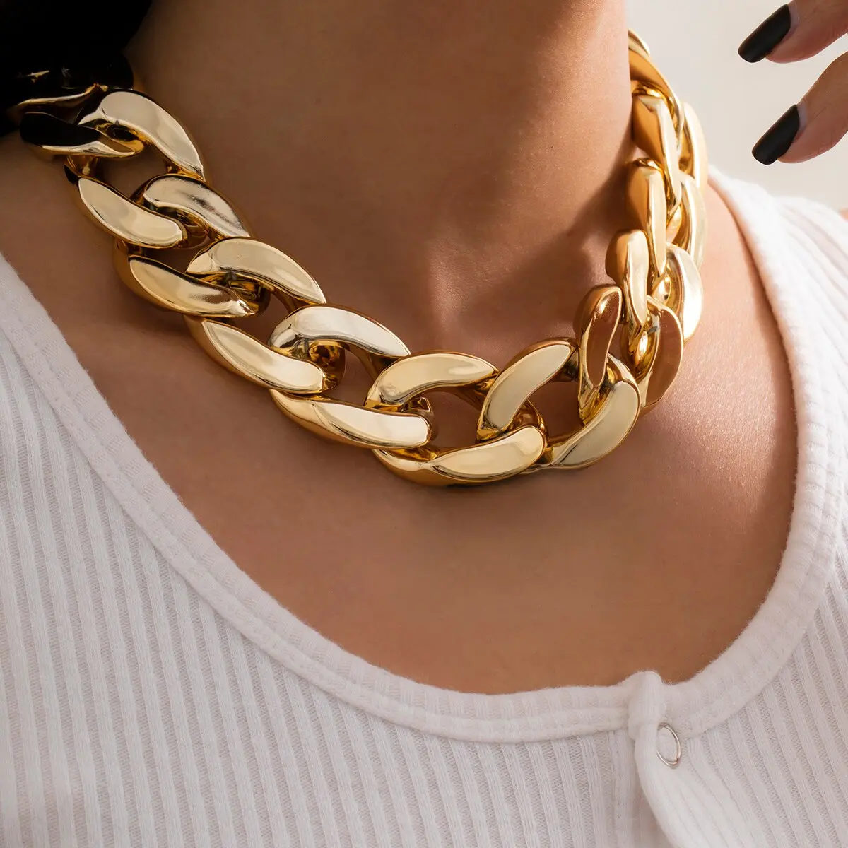 High Quality Exaggerated Plastic CCB Big Chunky Chain Necklace for Women Vintage Twisted Chunky Thick Link Jewelry Steampunk Men