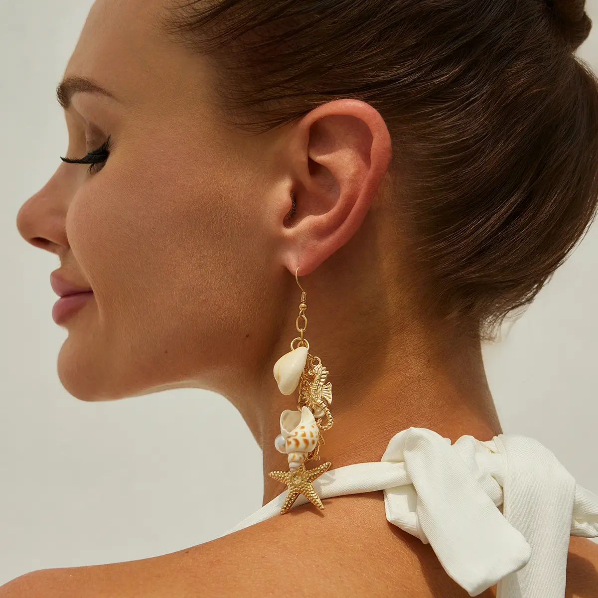 Ingemark Y2K Boho Starfish Scallop Long Tassels Drop Earrings for Women Summer Beach Piercing Hanging Earrings Wedding Jewelry
