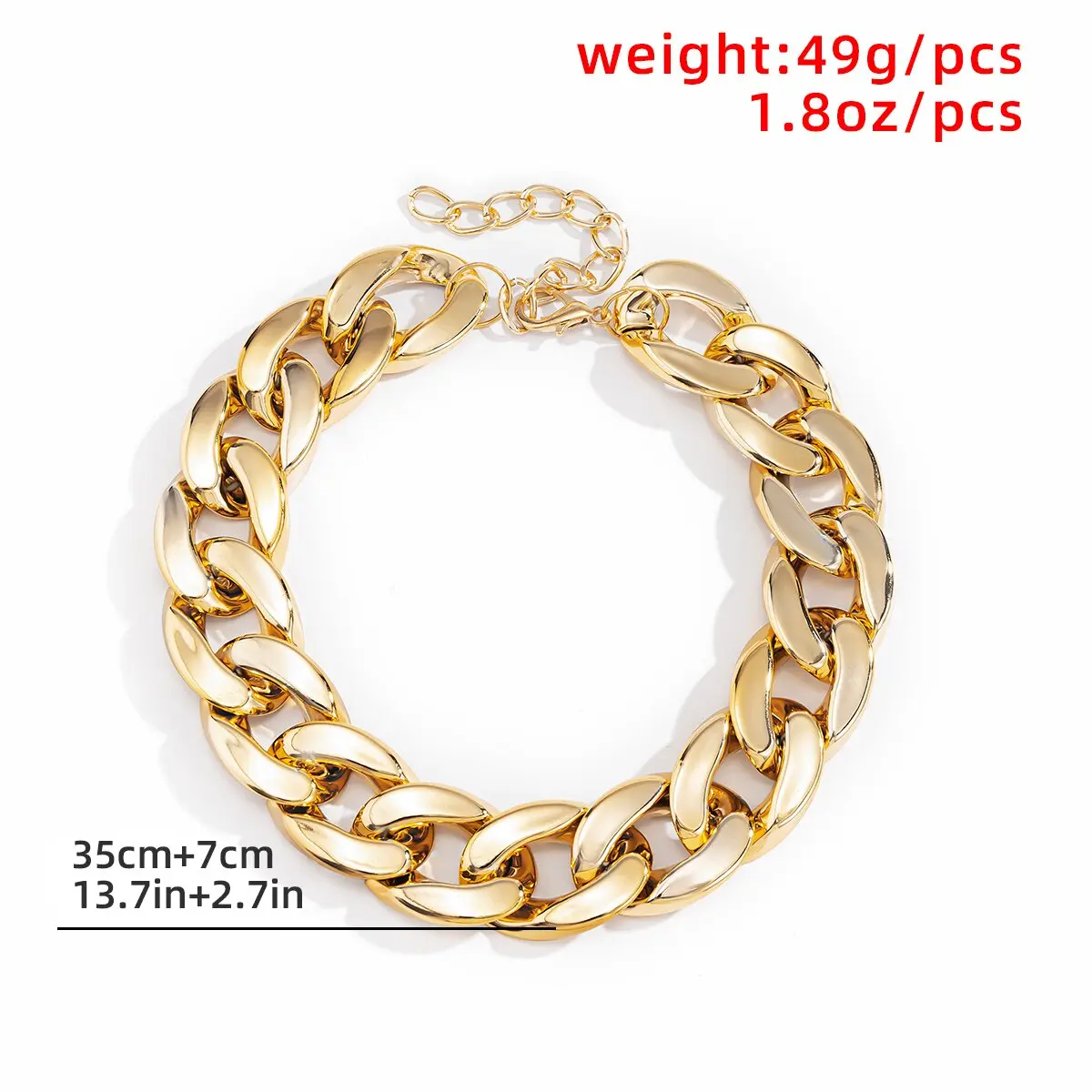 High Quality Exaggerated Plastic CCB Big Chunky Chain Necklace for Women Vintage Twisted Chunky Thick Link Jewelry Steampunk Men
