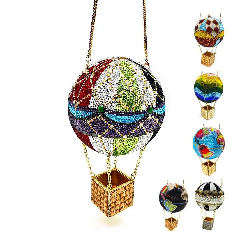 FAST SHIPPING Designer luxury bag Bridal wedding fancy purse luxury bags women hot air balloon crystal clutch bag