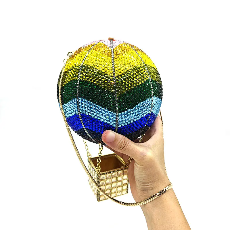 FAST SHIPPING Designer luxury bag Bridal wedding fancy purse luxury bags women hot air balloon crystal clutch bag