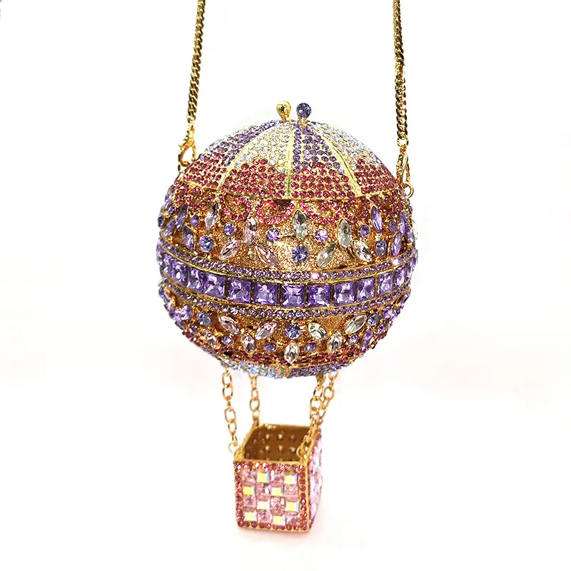 Fashion women evening party handbag diamonds hot air balloon purses luxury crystal clutches bridal wedding party purses bag