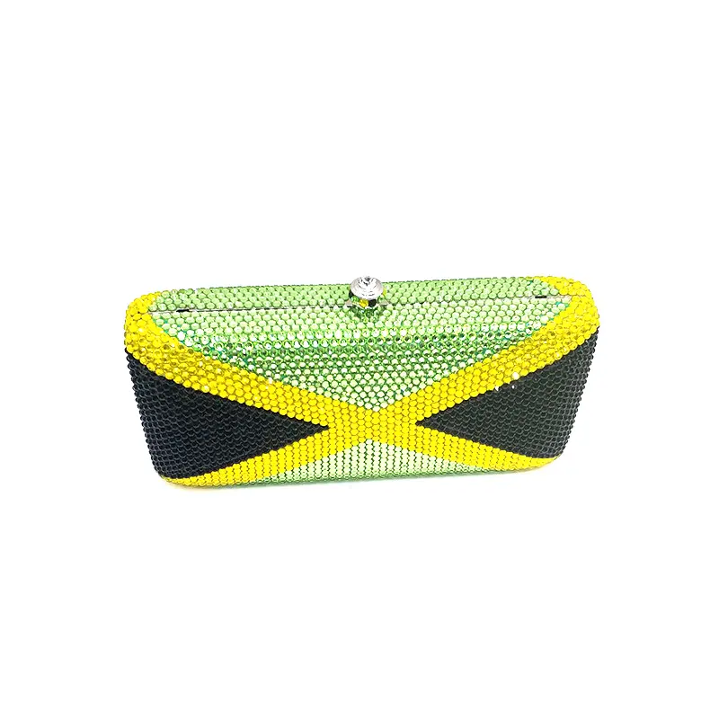 Luxury design Bridal wedding party purses women evening party diamonds Jamaica flag crystal clutches purses