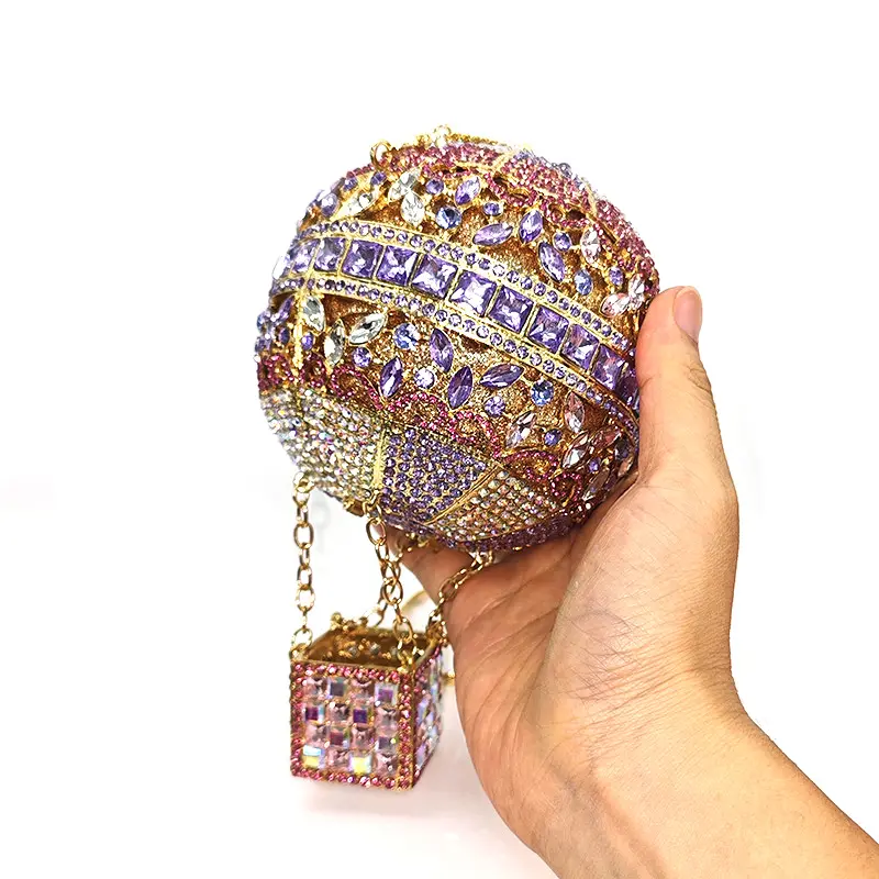 Fashion women evening party handbag diamonds hot air balloon purses luxury crystal clutches bridal wedding party purses bag