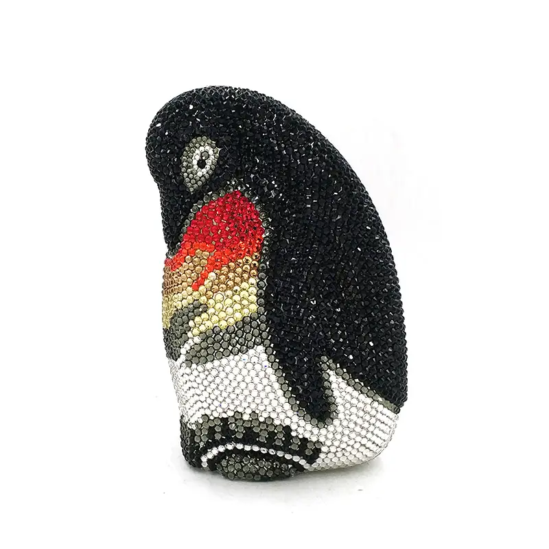 Luxury Women Crystal Clutch bag cute animal penguin Rhinestone purse bag