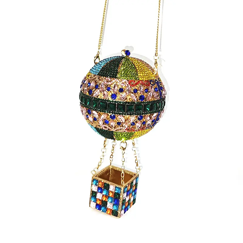 Fashion women evening party handbag diamonds hot air balloon purses luxury crystal clutches bridal wedding party purses bag