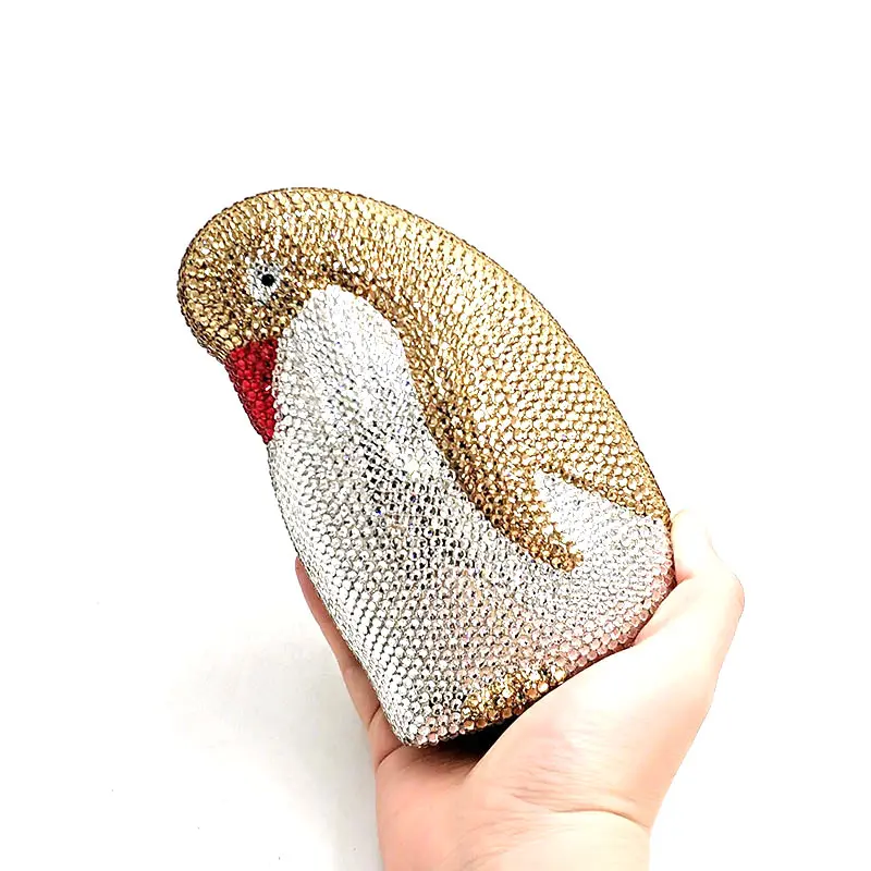 Luxury Women Crystal Clutch bag cute animal penguin Rhinestone purse bag