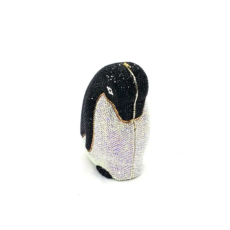 Luxury Women Crystal Clutch bag cute animal penguin Rhinestone purse bag