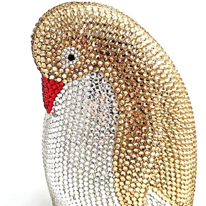 Luxury Women Crystal Clutch bag cute animal penguin Rhinestone purse bag