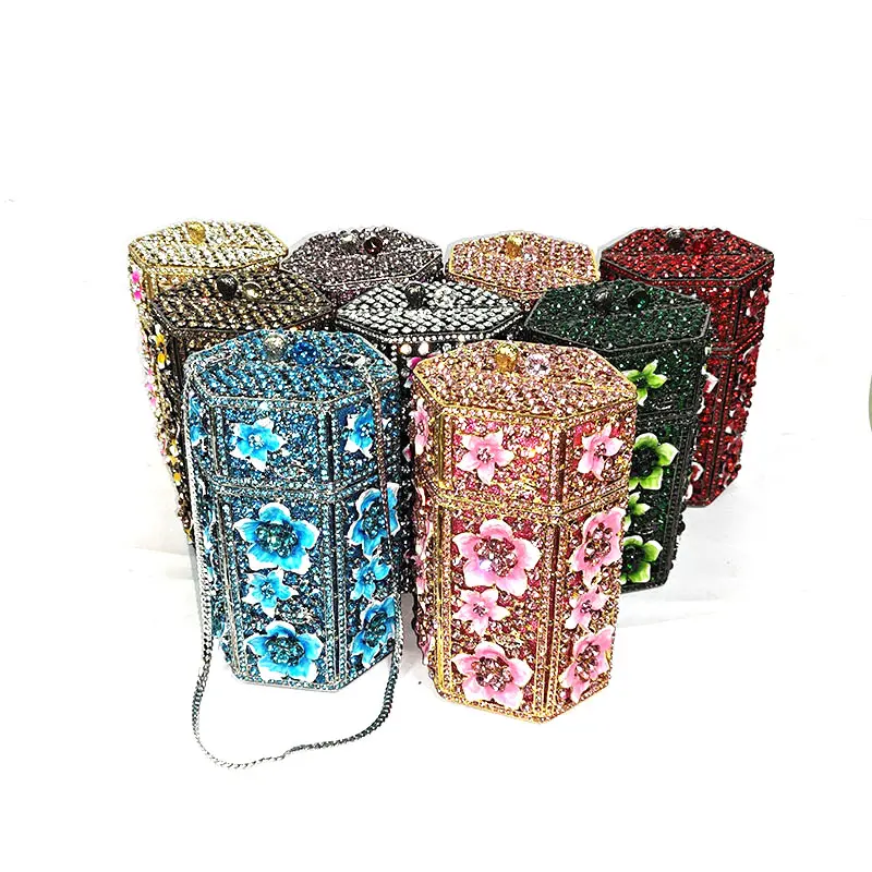 Elegant evening party handbag diamonds luxury wallet clutches ladies Flora crystal purses bridal wedding party purses
