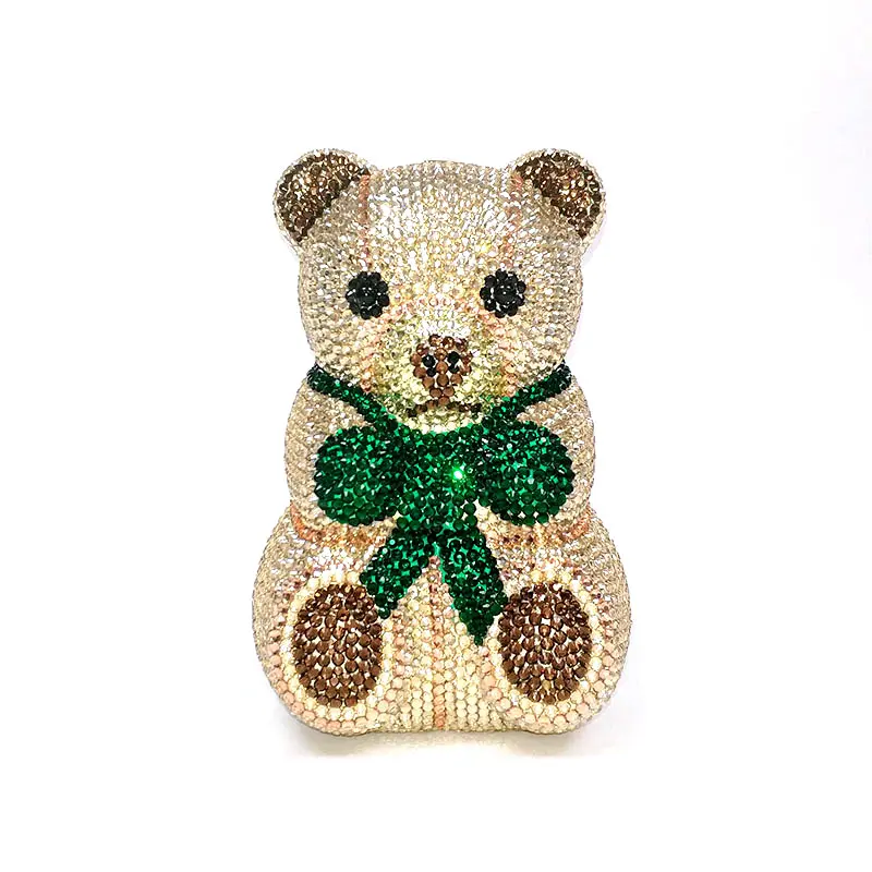 Bridal wedding party women evening party bag animal cute lovely Teddy bear top quality clutches elegant classical crystal purses