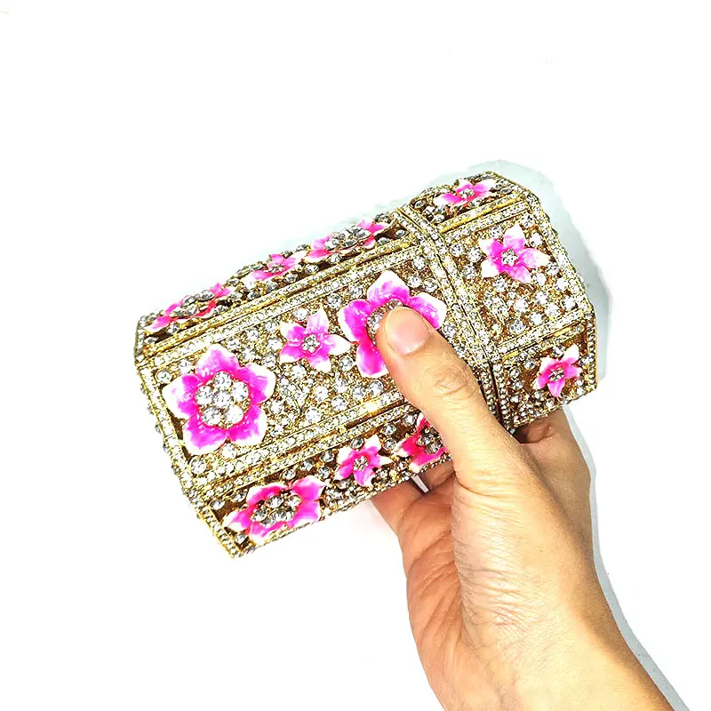 Elegant evening party handbag diamonds luxury wallet clutches ladies Flora crystal purses bridal wedding party purses