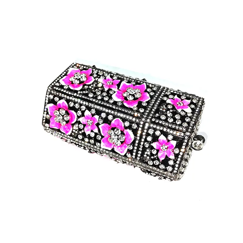 Elegant evening party handbag diamonds luxury wallet clutches ladies Flora crystal purses bridal wedding party purses