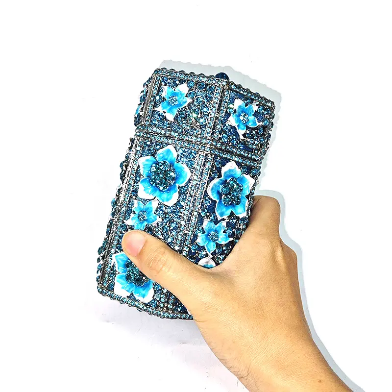 Elegant evening party handbag diamonds luxury wallet clutches ladies Flora crystal purses bridal wedding party purses