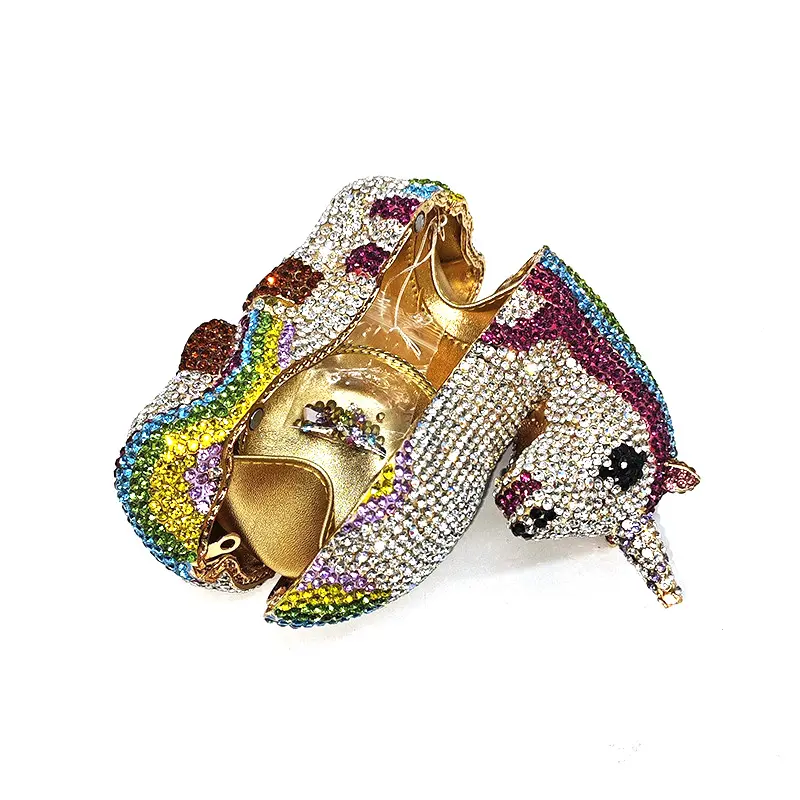 Luxury fancy unicorn crystal clutches women evening party handbag diamonds ladies purses bridal wedding party purses bag
