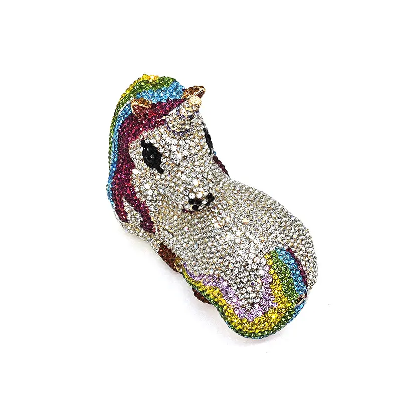 Luxury fancy unicorn crystal clutches women evening party handbag diamonds ladies purses bridal wedding party purses bag